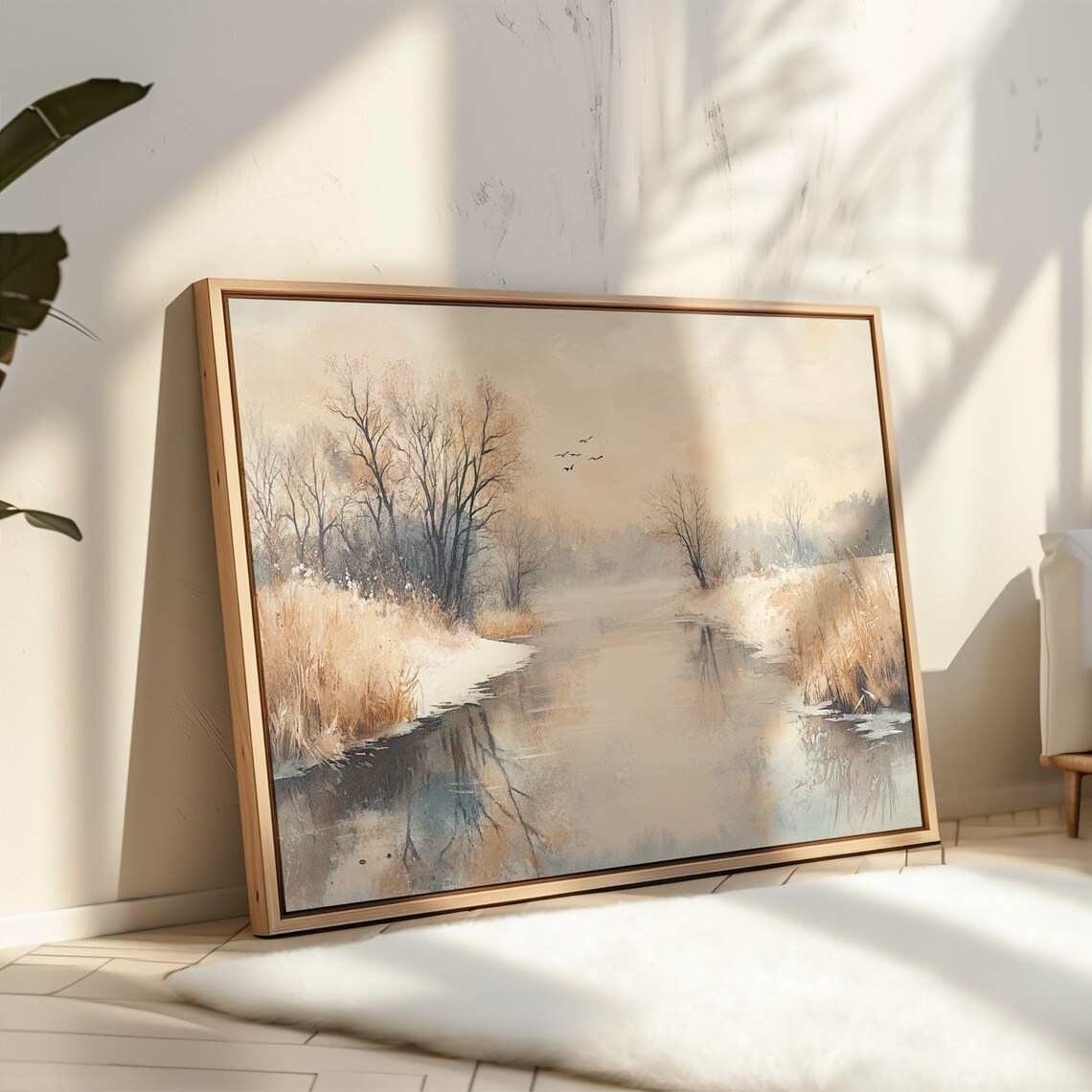 Serene Winter River Landscape, Tranquil Nature Scene
