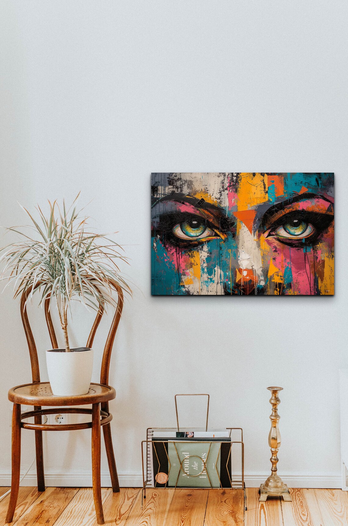 Bold Abstract Colorful Woman Eyes Graffiti Face Painting Poster - Image 3