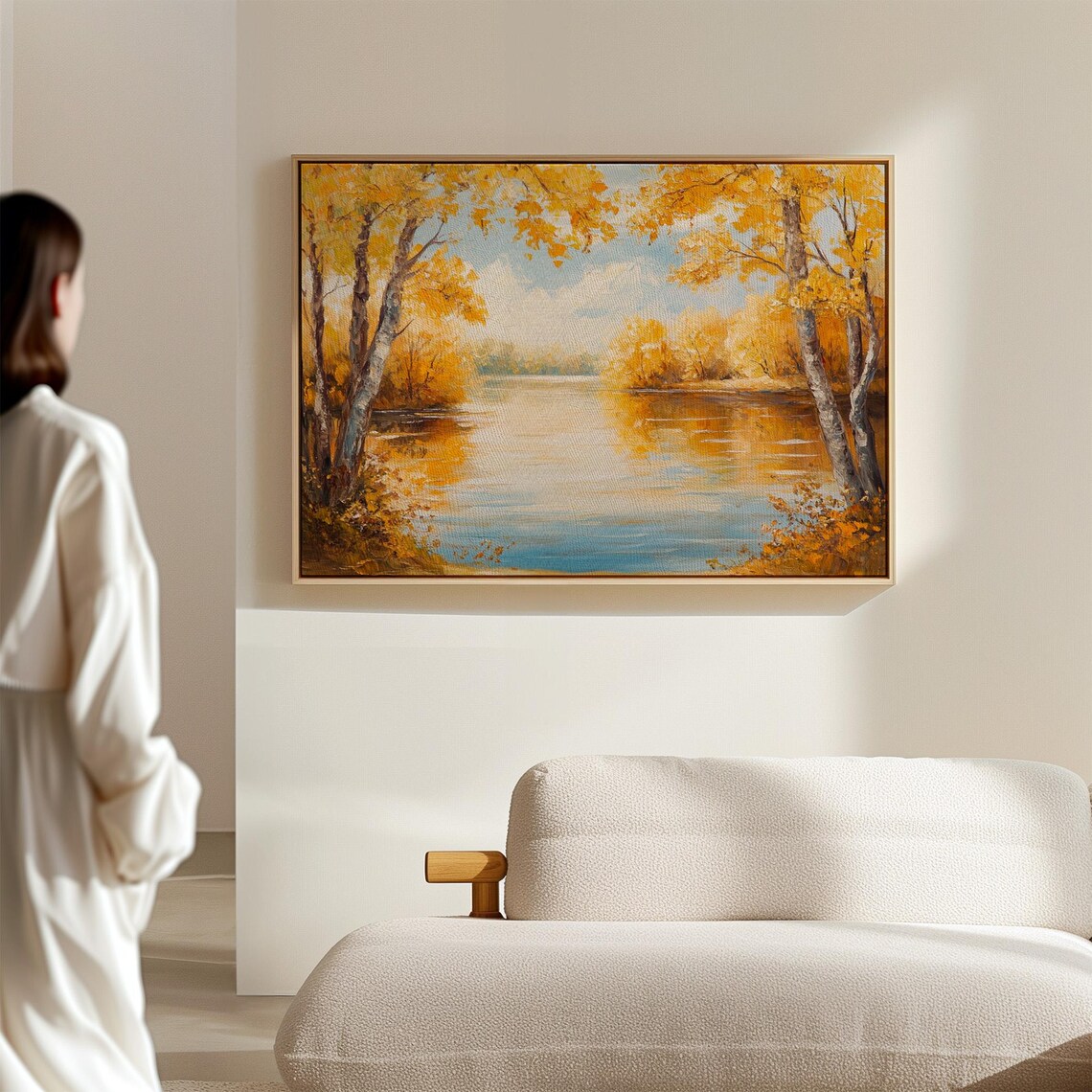 Golden Autumn Lake with Birch Trees and Reflective Waters Nature Poster - Image 7