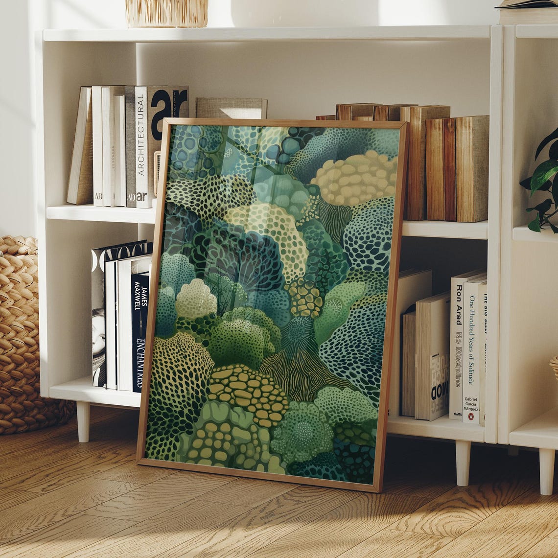 Green Organic Abstract Pattern Turtle Shell Modern Art Poster