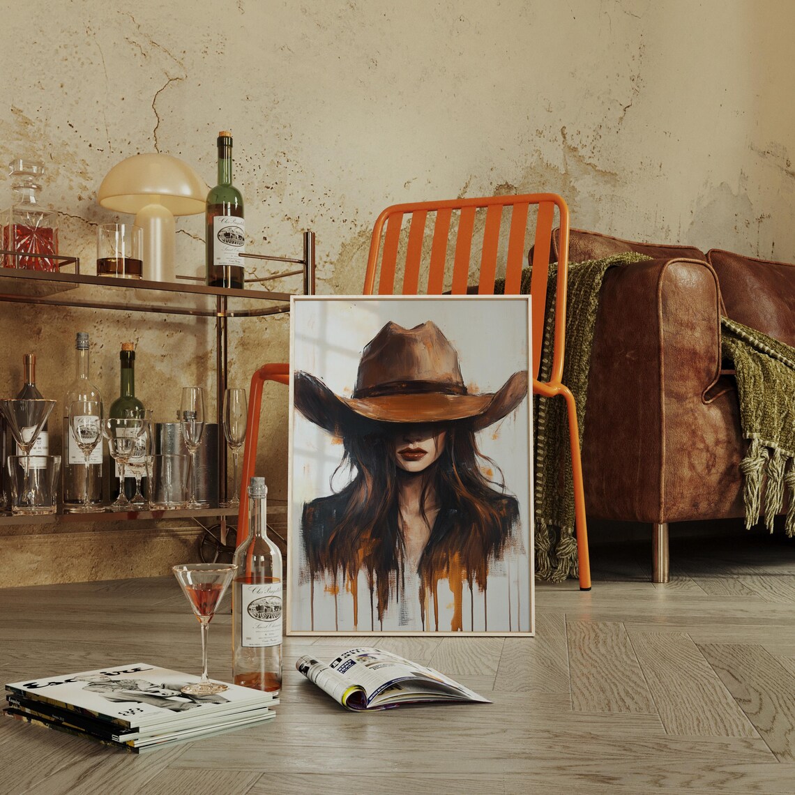 Cowgirl Wall Art, Dripping Paint Rustic Boho - Image 2