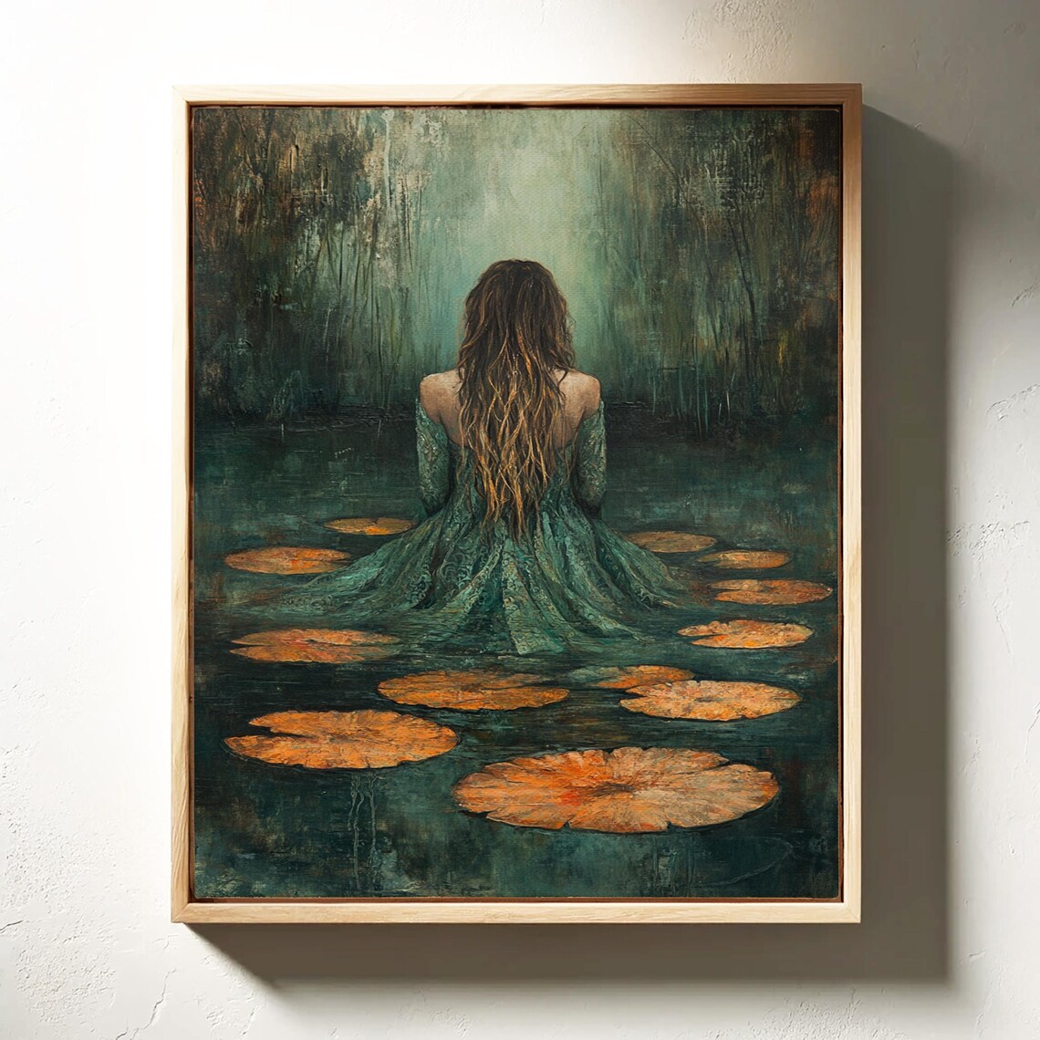 Enigmatic Reflection Woman, Mystical Nature Artwork - Image 7