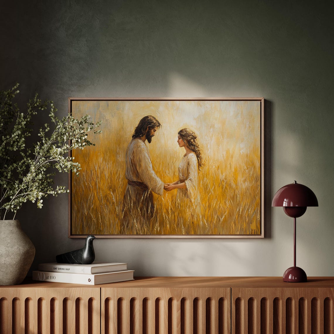 Jesus Holding Hands With A Woman In A Golden Wheat Field Inspirational Christian Art Of Love Faith And Spiritual Connection - Image 3