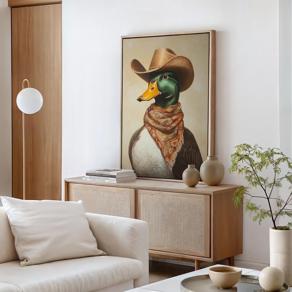 Cowboy Mallard Duck Bandana Funny Whimsical Western Bird Poster - Image 2