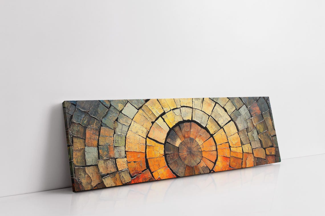 Earthy Mosaic Stone Tree Ring Panoramic Abstract Wall Decor Poster - Image 6
