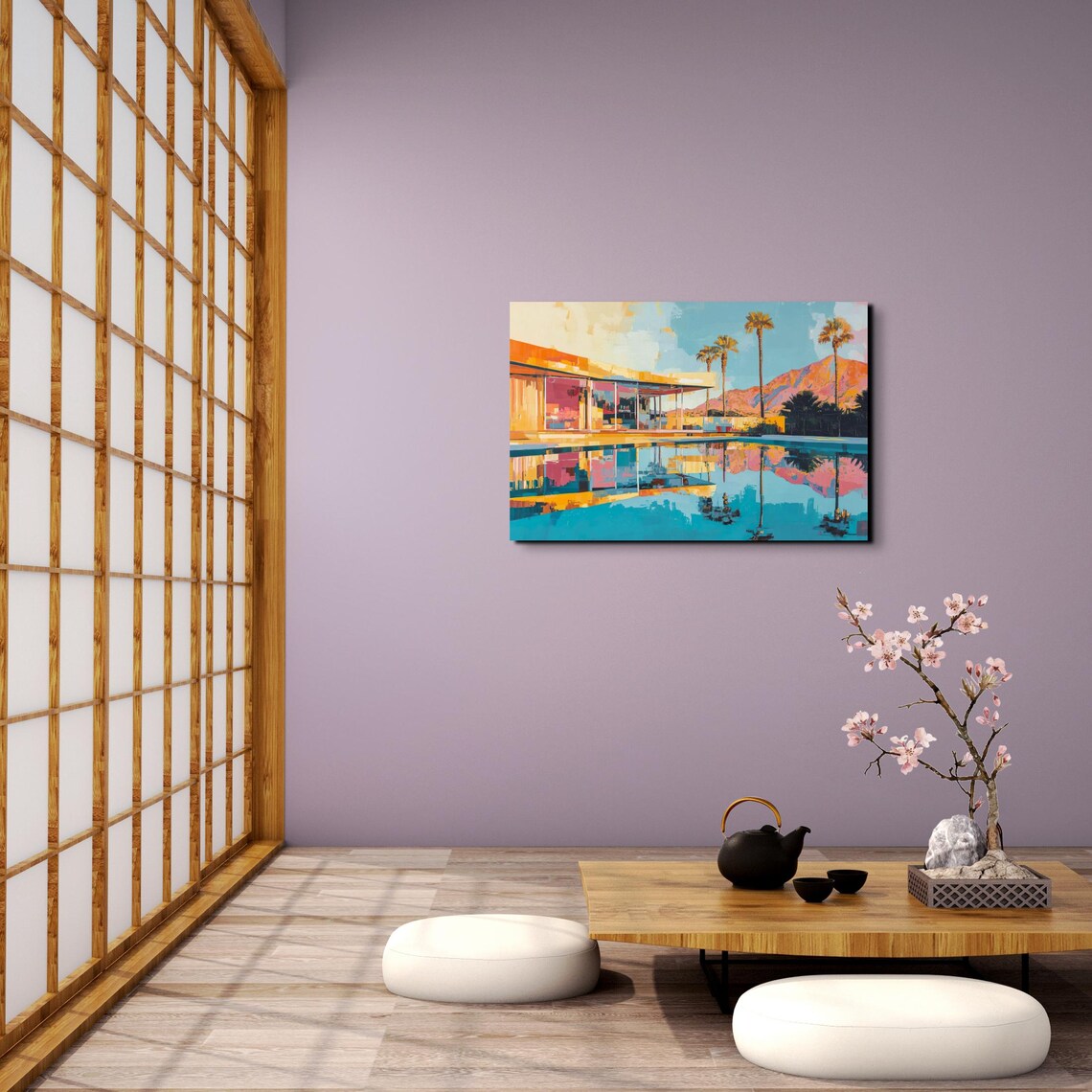 Palm Springs Mid Century House Palm Trees Pool Reflection Art Poster - Image 4