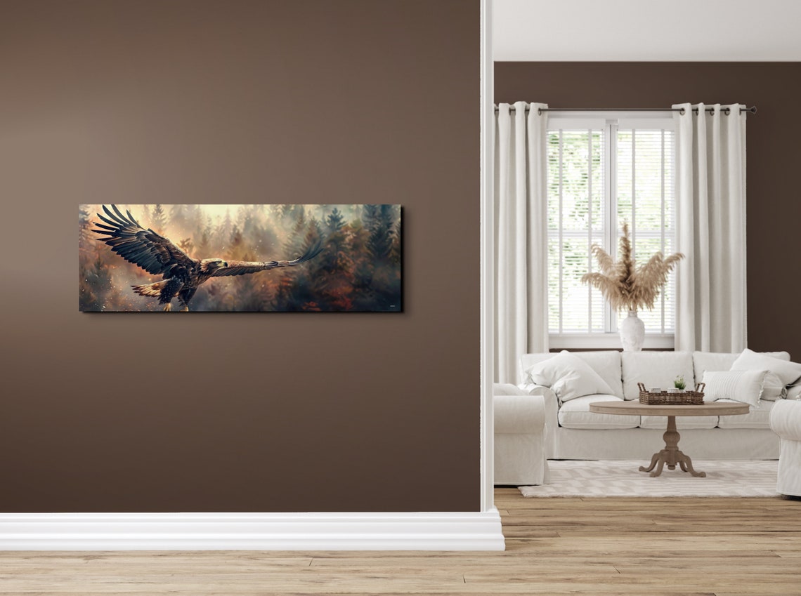 Majestic Golden Eagle Soaring Over a Misty Autumn Forest Poster - Image 6