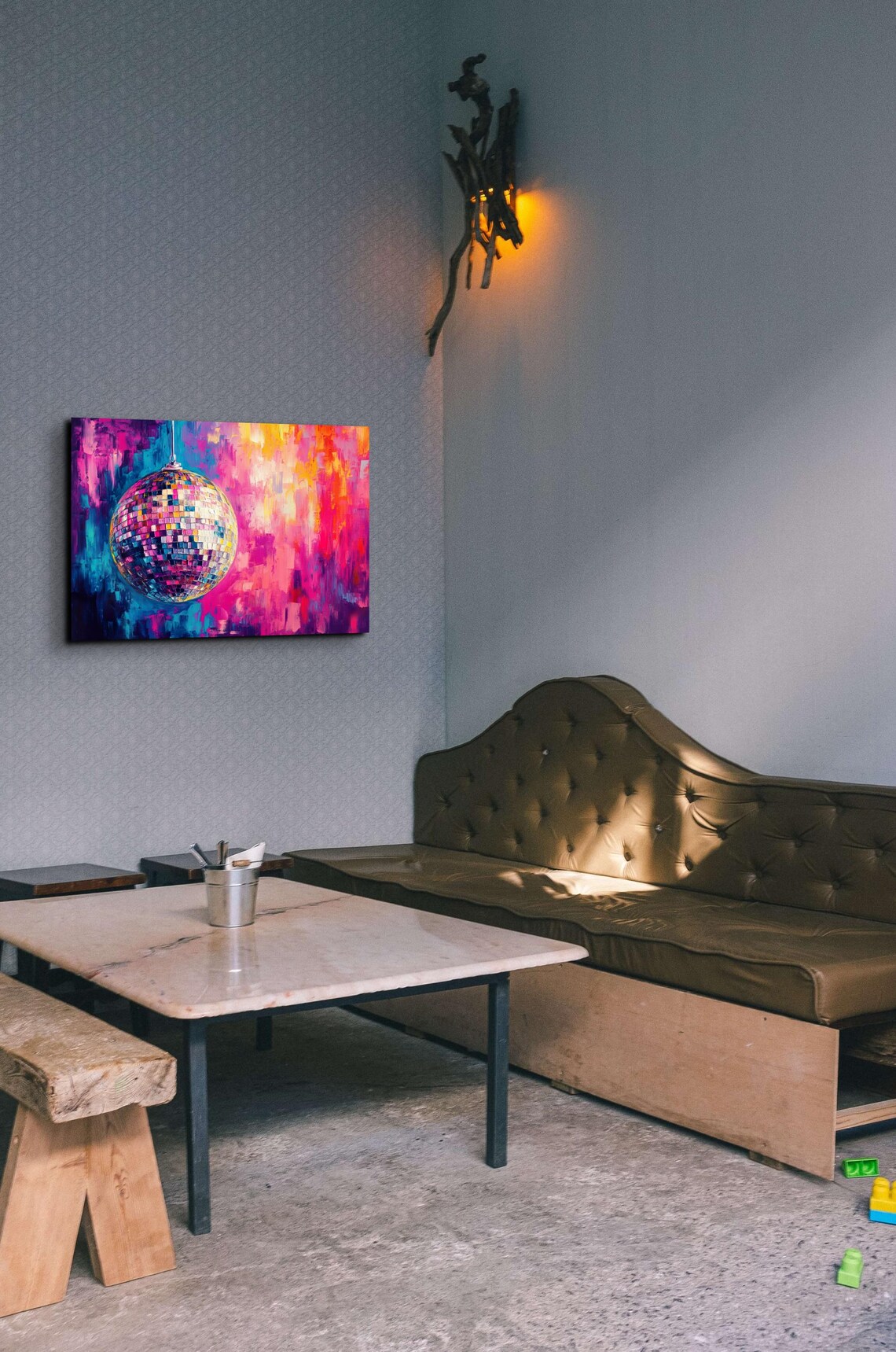 Disco Ball Vibrant Colorful Abstract Oil Painting Party Art Poster - Image 3