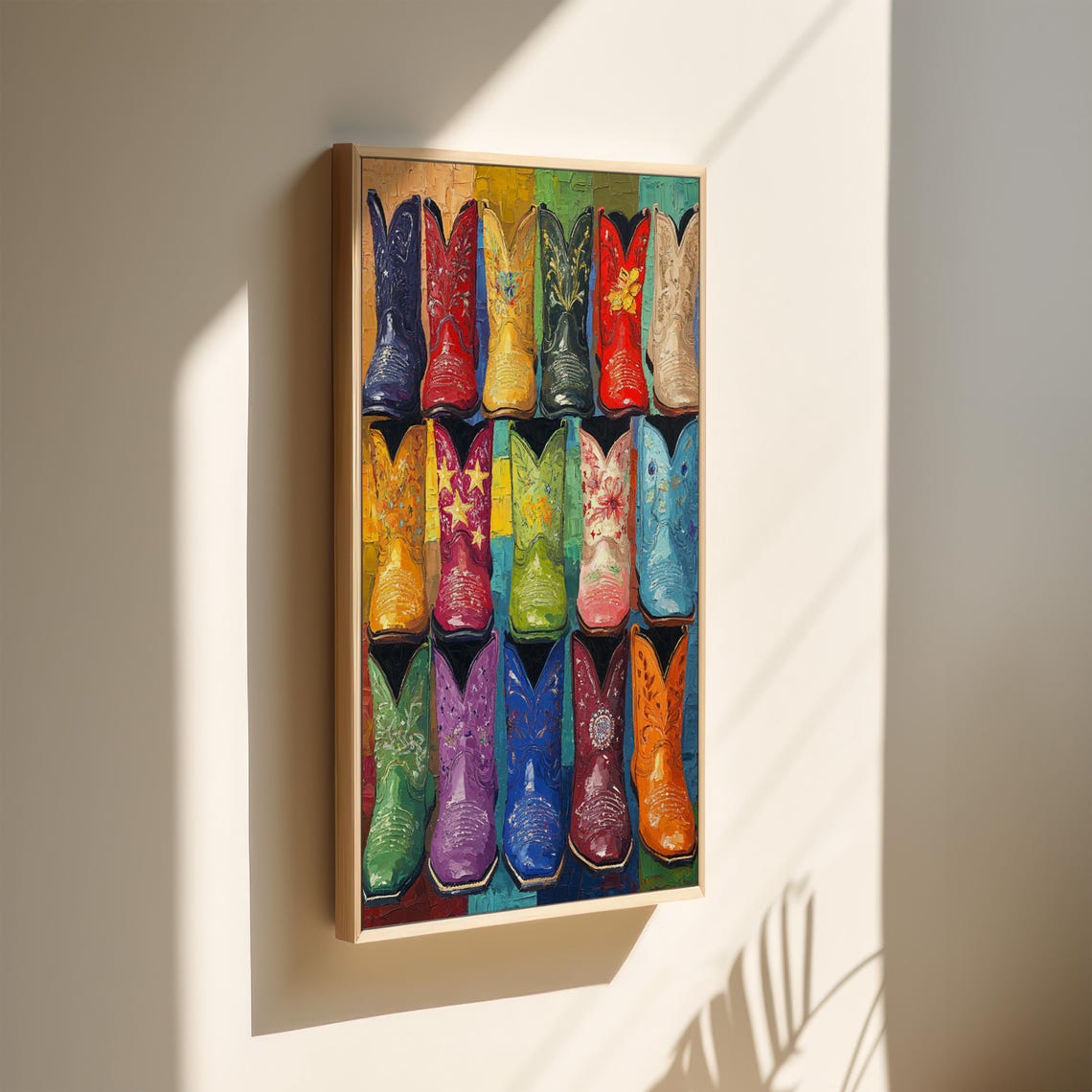 Rainbow Colorful Cowboy Boots Collection Grid Western Poster - Image 3