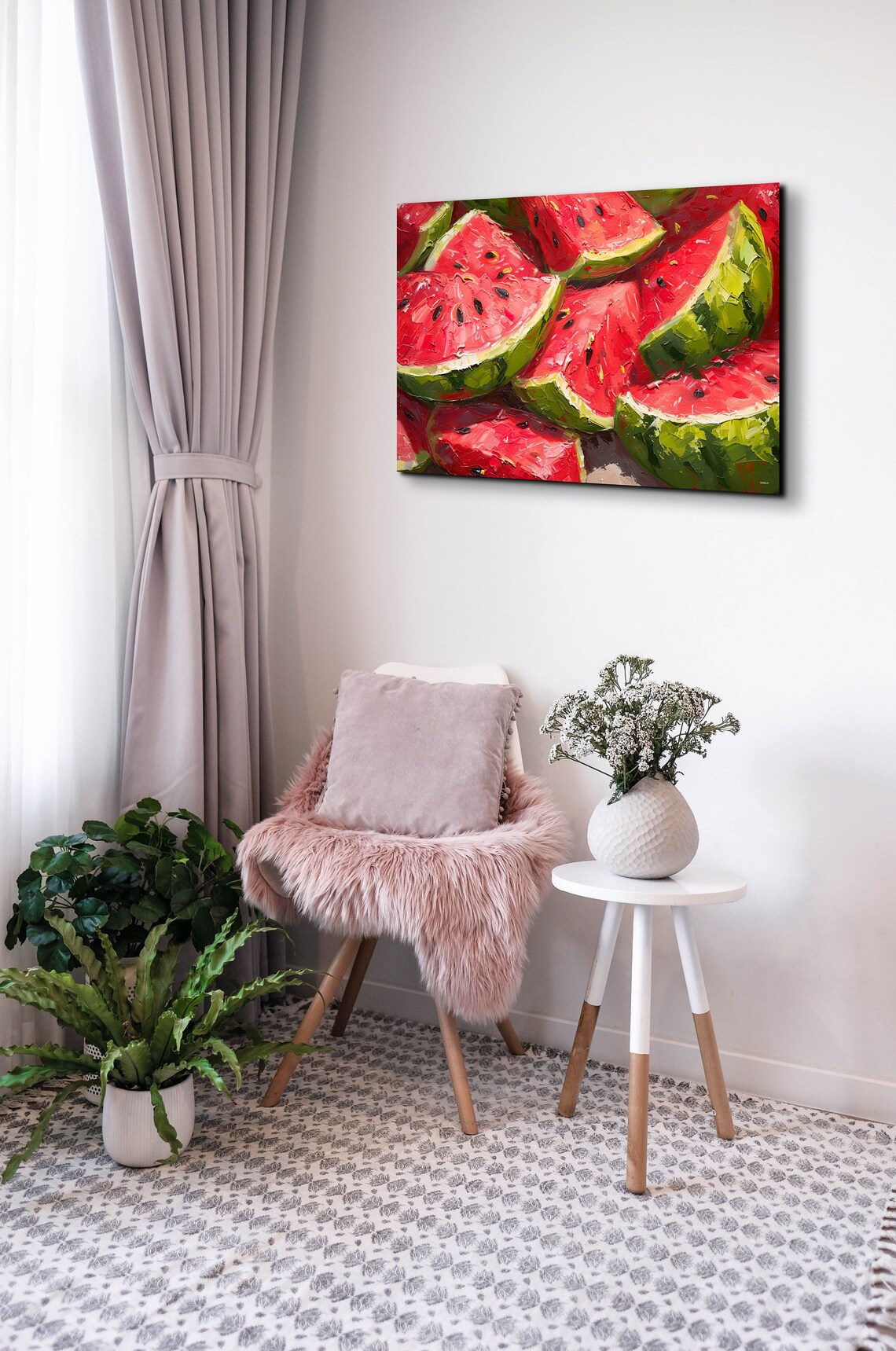 Stacked Watermelon Wedges Juicy Summer Fruit Oil Painting Poster - Image 3