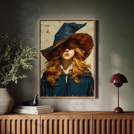 Goldenhaired Cowgirl Rustic Western Oil Painting