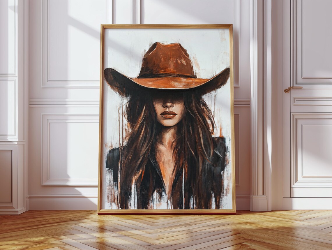Rustic Cowgirl Portrait, Western Country Art Print - Image 4
