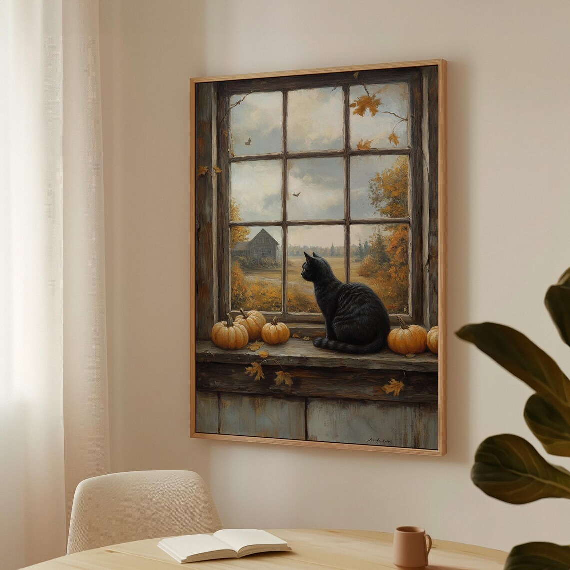 Autumn Cat By The Window, Rustic Farmhouse Art Print - Image 6