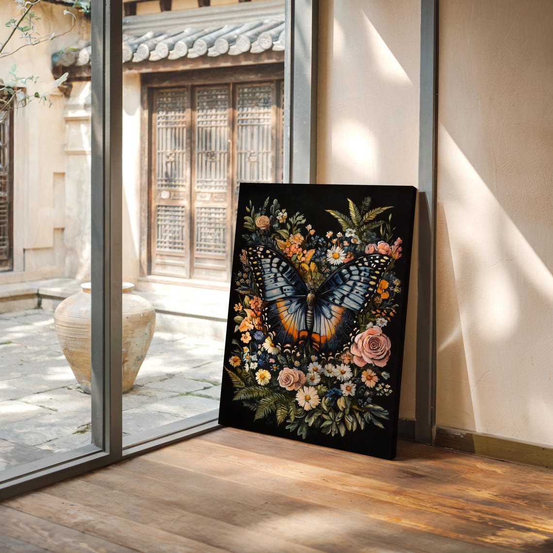 Vibrant Butterfly And Floral Bouquet Wall Art Nature Inspired Botanical Decor - Image 4
