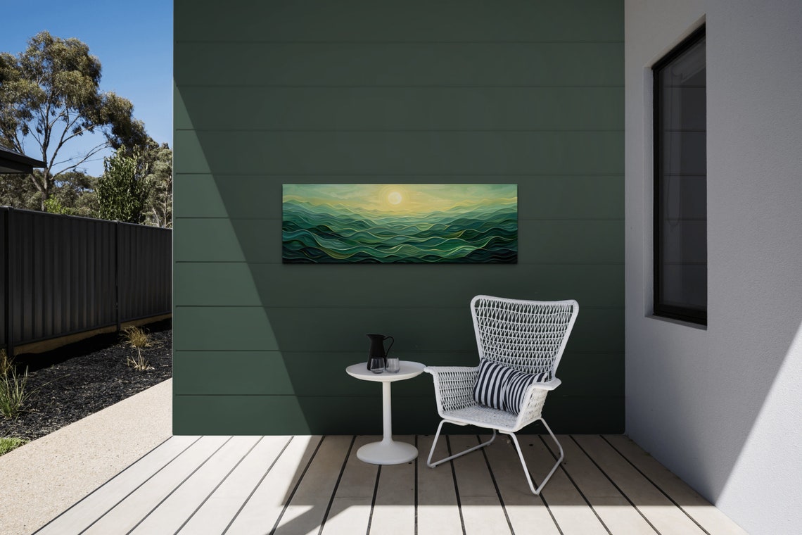 Full Moon Rising Over Green Ocean Waves Moonlit Night Poster - Image 3