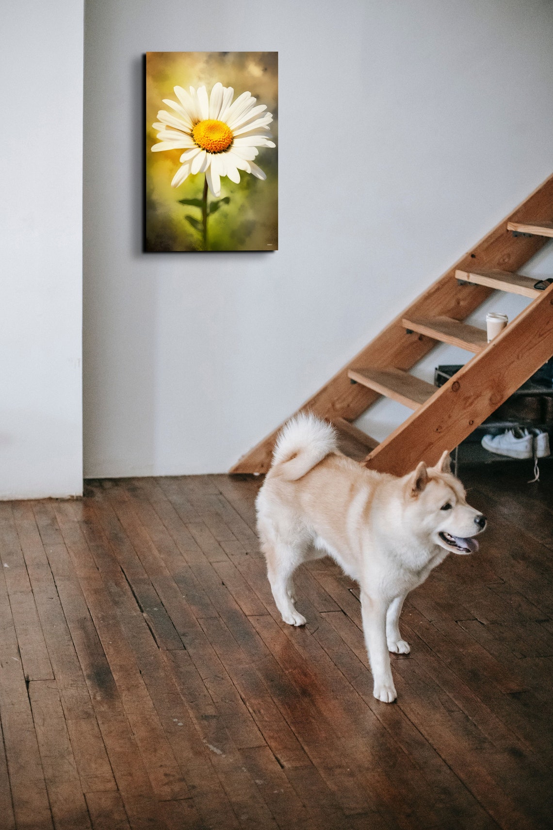 White Daisy Flower Macro Botanical Soft Golden Light Art Poster - Image 2