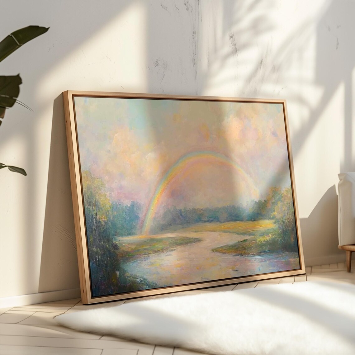 Pastel Rainbow Over Serene River Art Print - Image 4