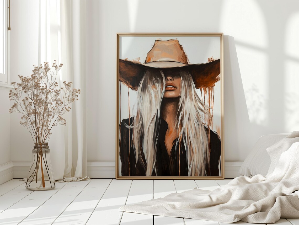 Blonde Cowgirl Western Drip Art Print, Rustic Farmhouse - Image 2