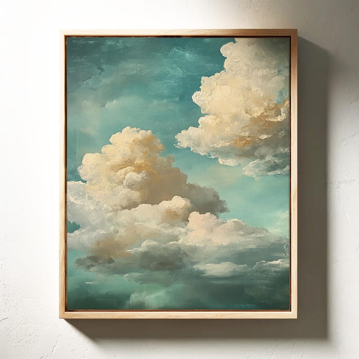 Dreamy Cloudscape Painting Teal Sky Billowing Clouds Serene Poster - Image 4