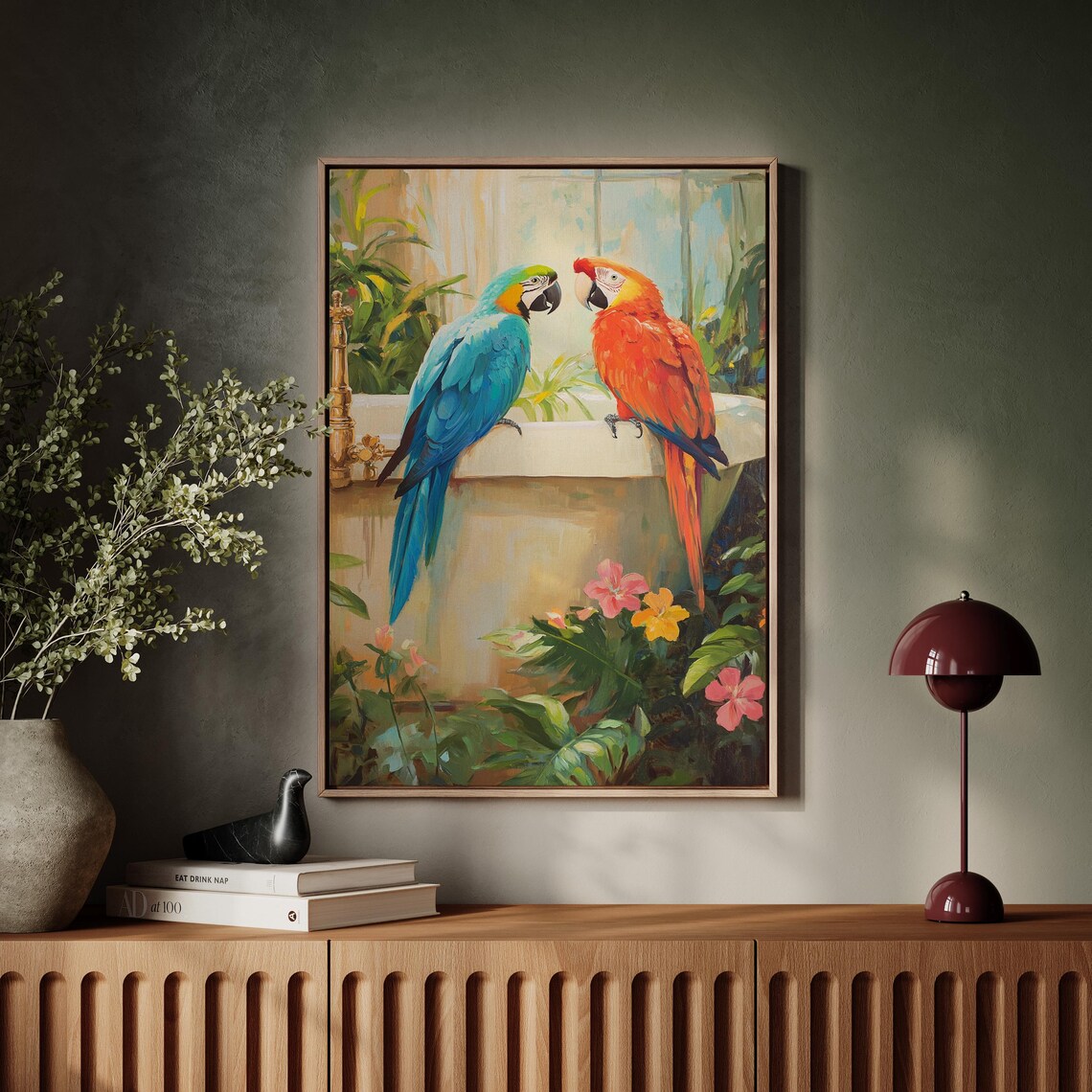Tropical Parrots In Botanical Setting Art Print - Image 7