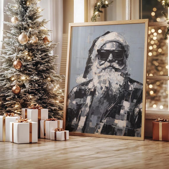 Abstract Santa Claus In Sunglasses Modern Painting