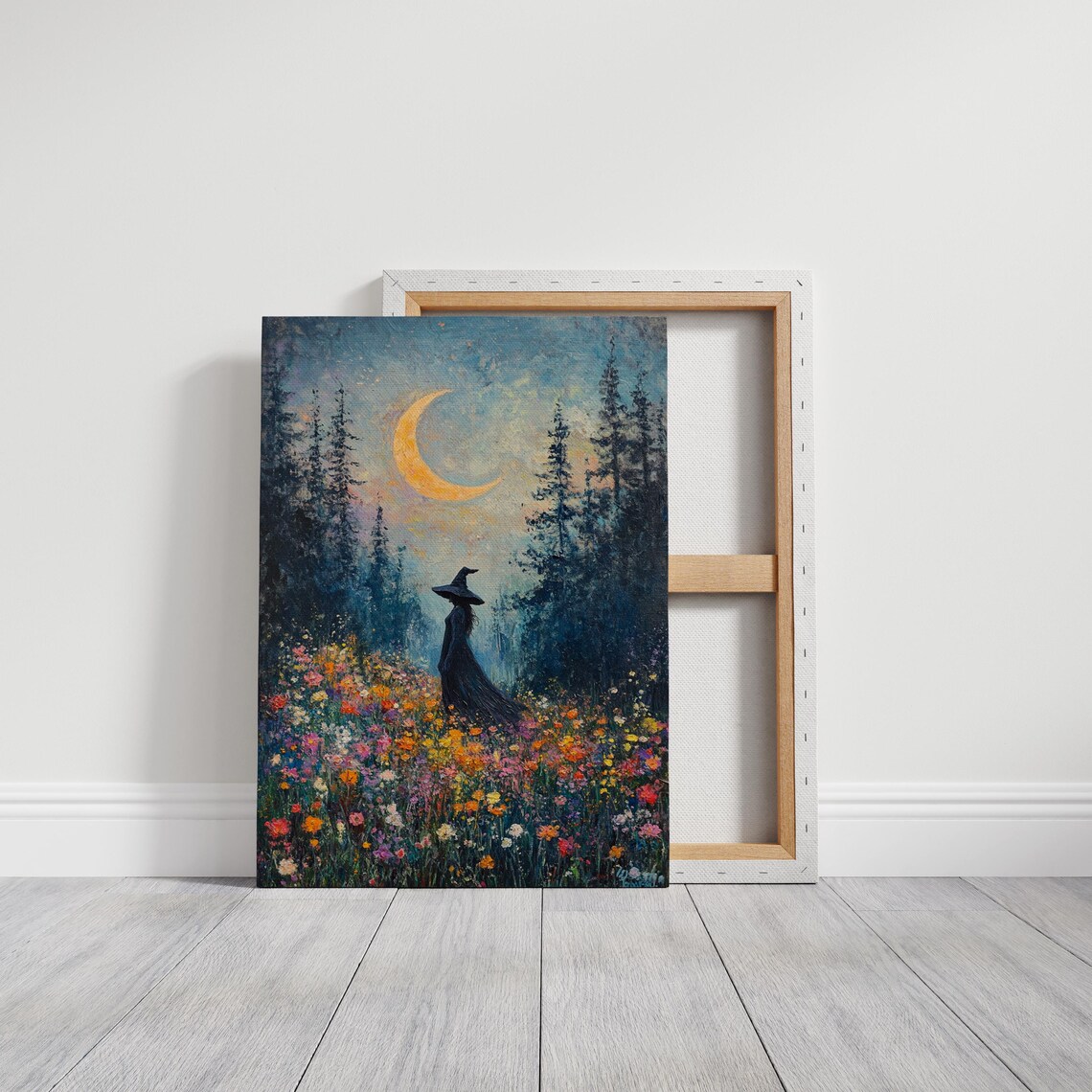 Enchanting Witch in Wildflower Meadow, Mystical Art - Image 3