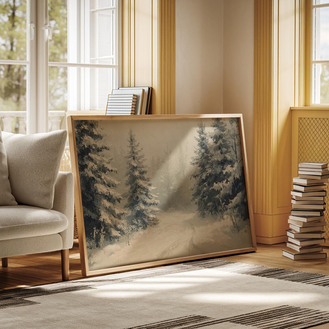 Snowy Forest Serene Winter Wonderland Art Print - Image 4