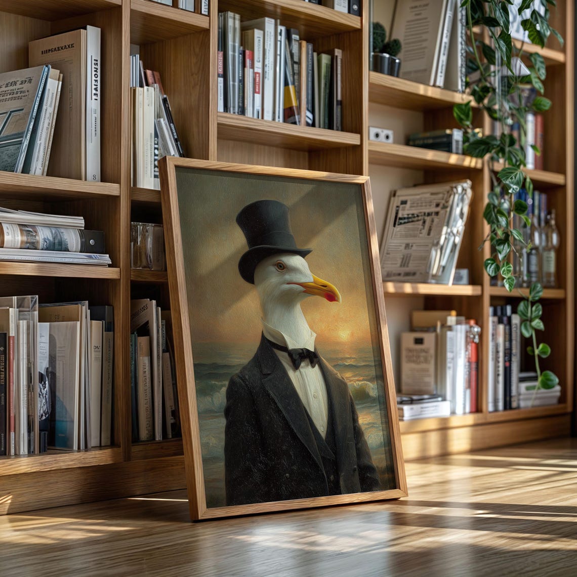 Dapper Seagull In Top Hat And Tuxedo Victorian Portrait Wall Art