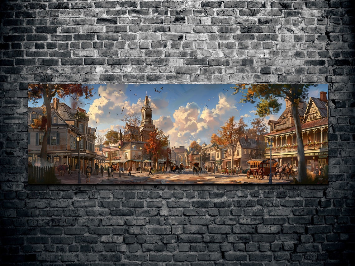 Old Western Town Street Golden Hour Historic Panoramic Poster - Image 2