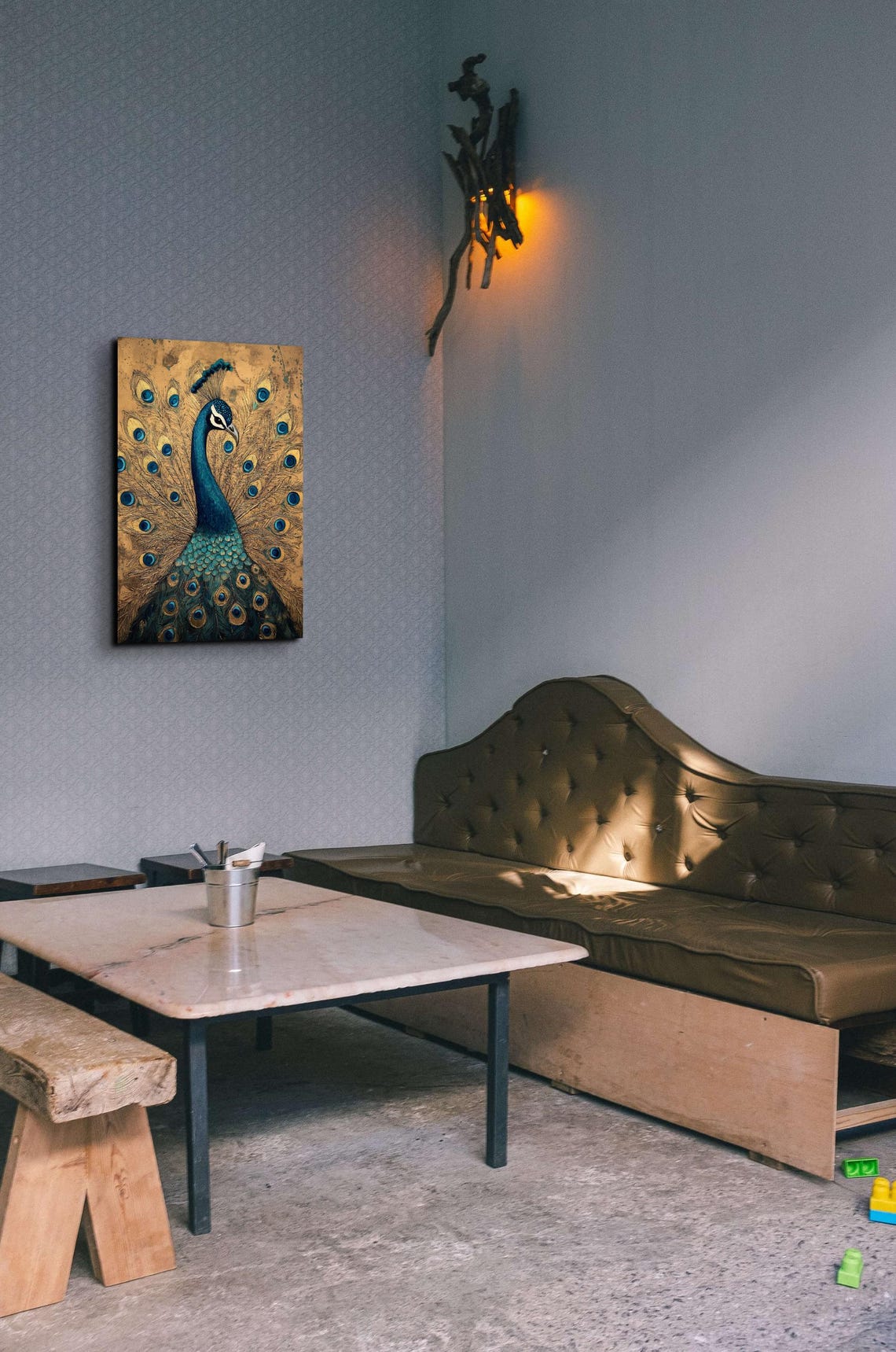 Peacock On Antique Gold Regal Plumage Elegant Bird Art Poster - Image 7