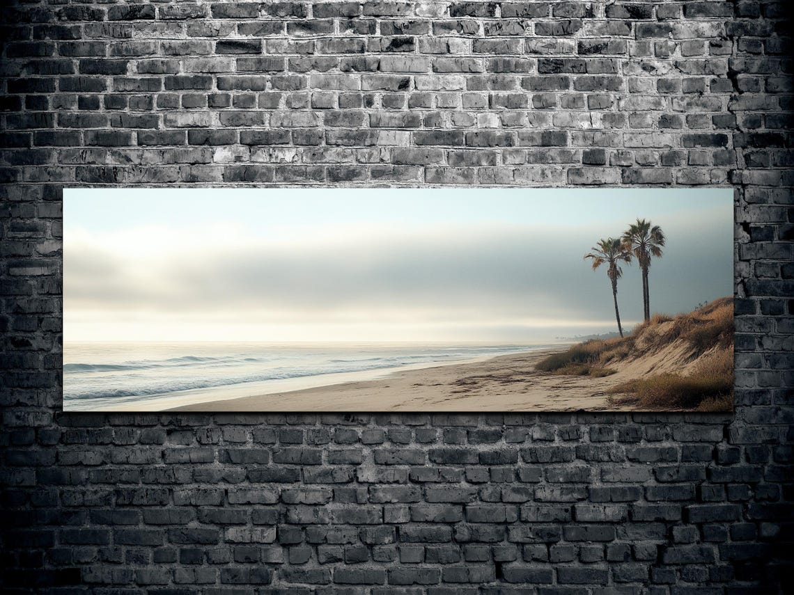 The Original Moody Beach Ready To Hang Panoramic Wall Art Print Large Wall Art Panoramic Art - Image 2