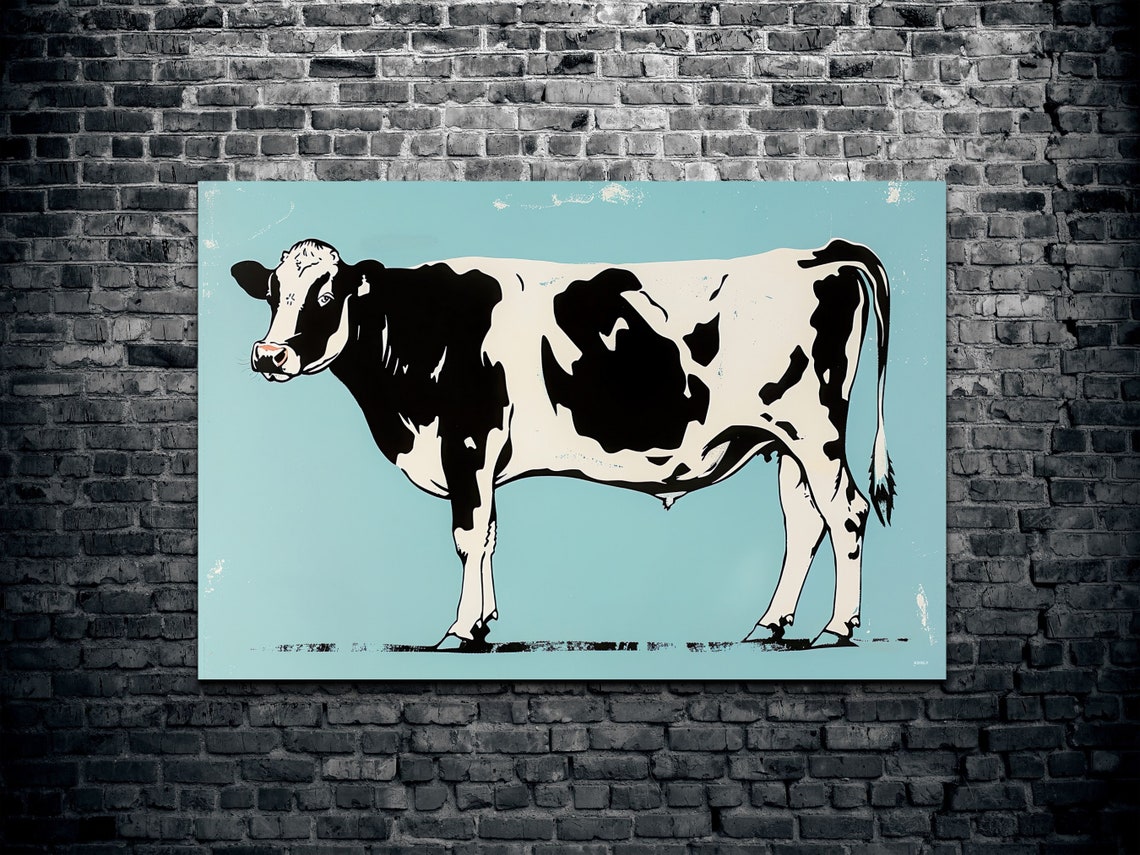 Spotted Holstein Cow Side Profile Retro Pop Art Farmhouse Poster - Image 2