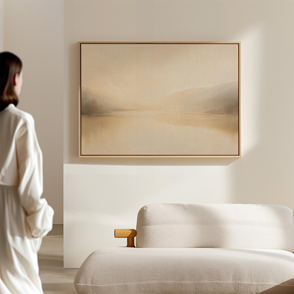 Tranquil Lake Horizon, Minimalist Neutral Nature Art Print - Image 3