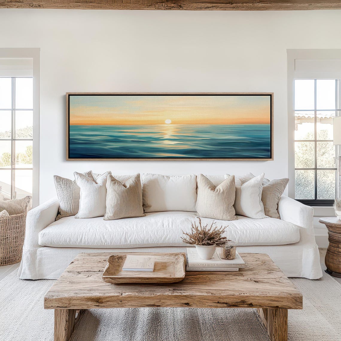 Painterly Ocean Sunset Golden Light Teal Waves Coastal Decor Poster - Image 6