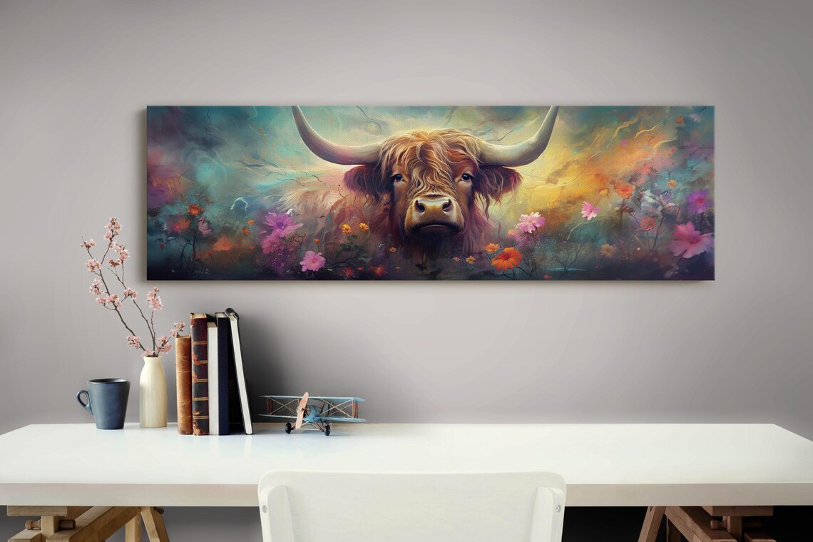 Highland Cow Panoramic Art Print, Farmhouse Decor - Image 4