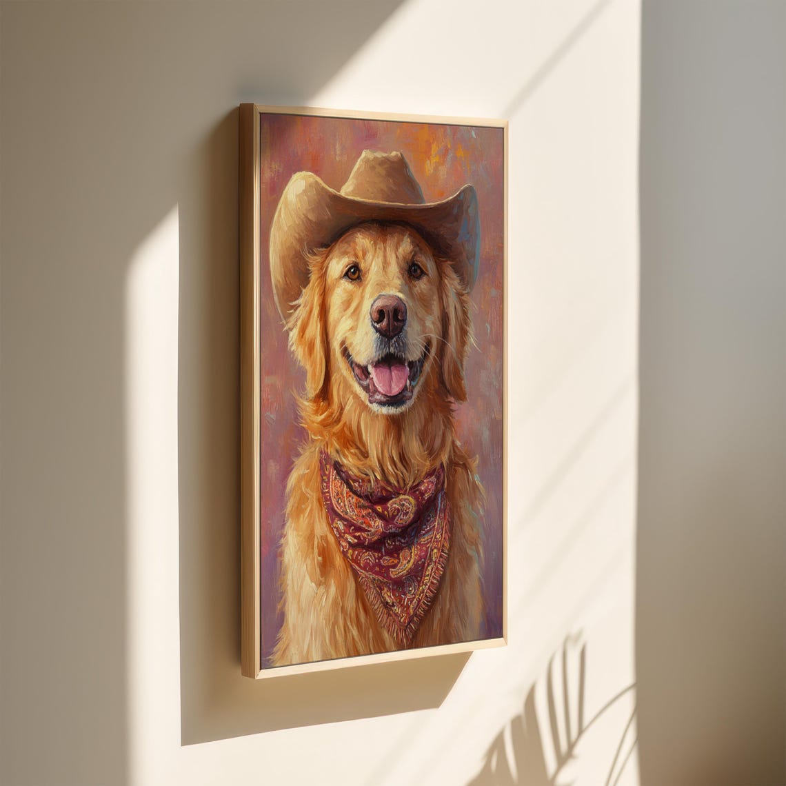 Happy Golden Retriever Cowboy Rustic Western Ranch Dog Poster - Image 3