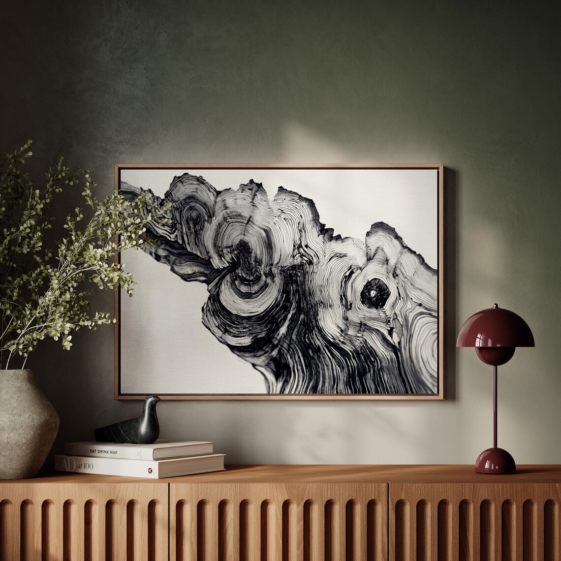 Abstract Tree Ring Art Print, Minimalist Nature Decor