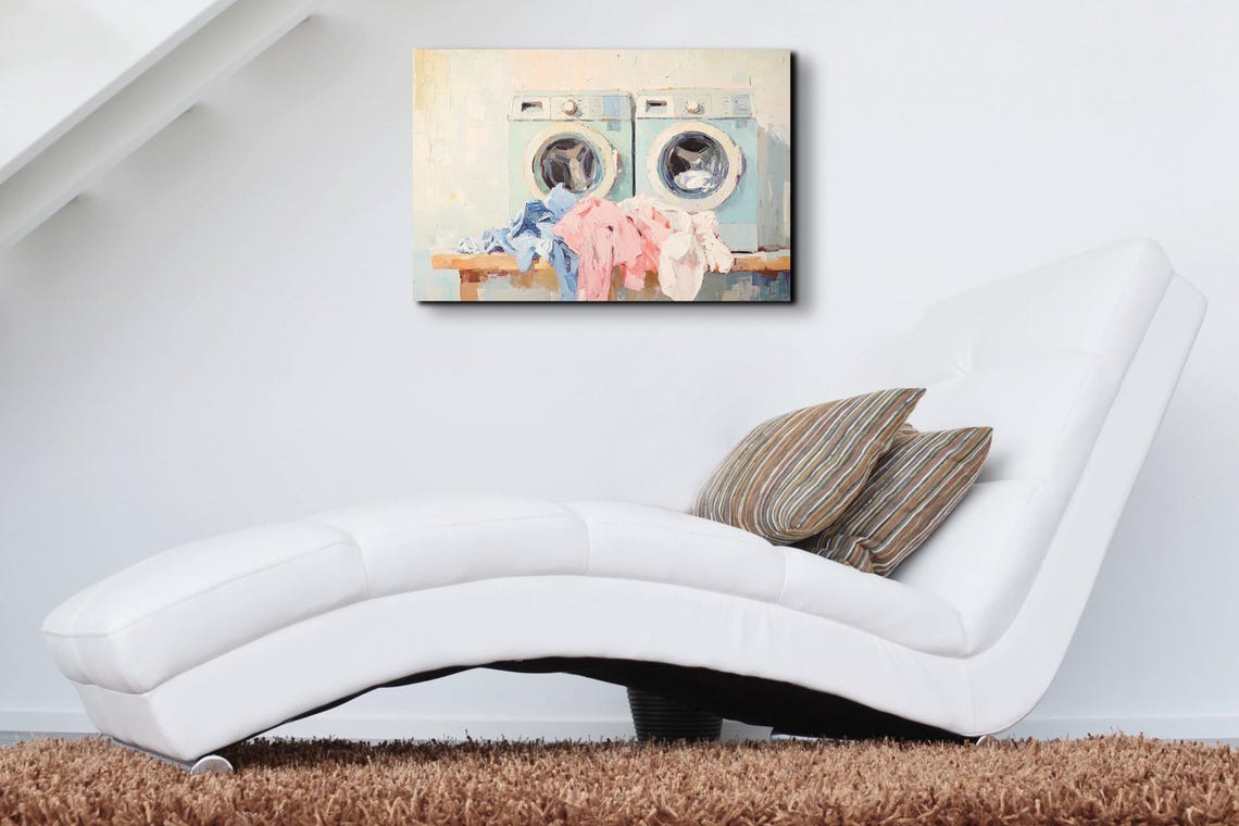 Vintage Mint Washers Laundry Day Impressionist Painting Art Poster - Image 4