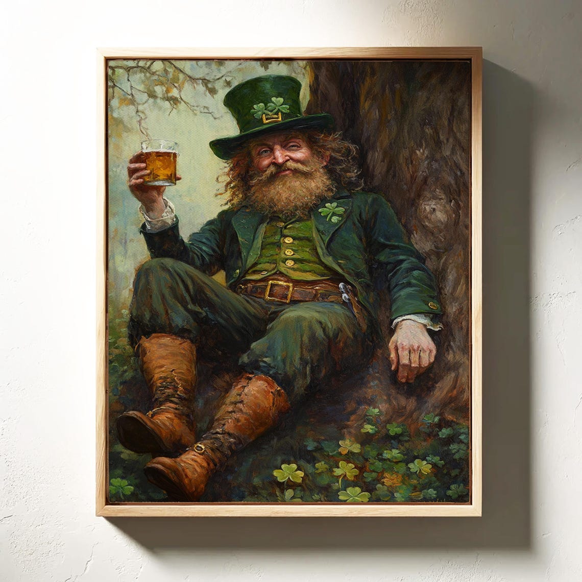 Jolly Leprechaun Raising Beer Under Tree Vintage Irish Poster - Image 6