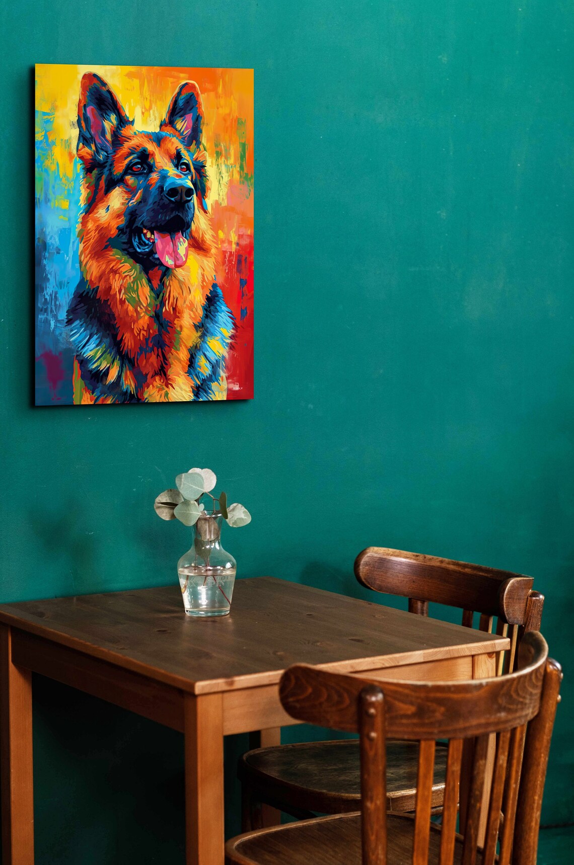Happy German Shepherd Portrait in Colorful Abstract Pop Art Poster - Image 5