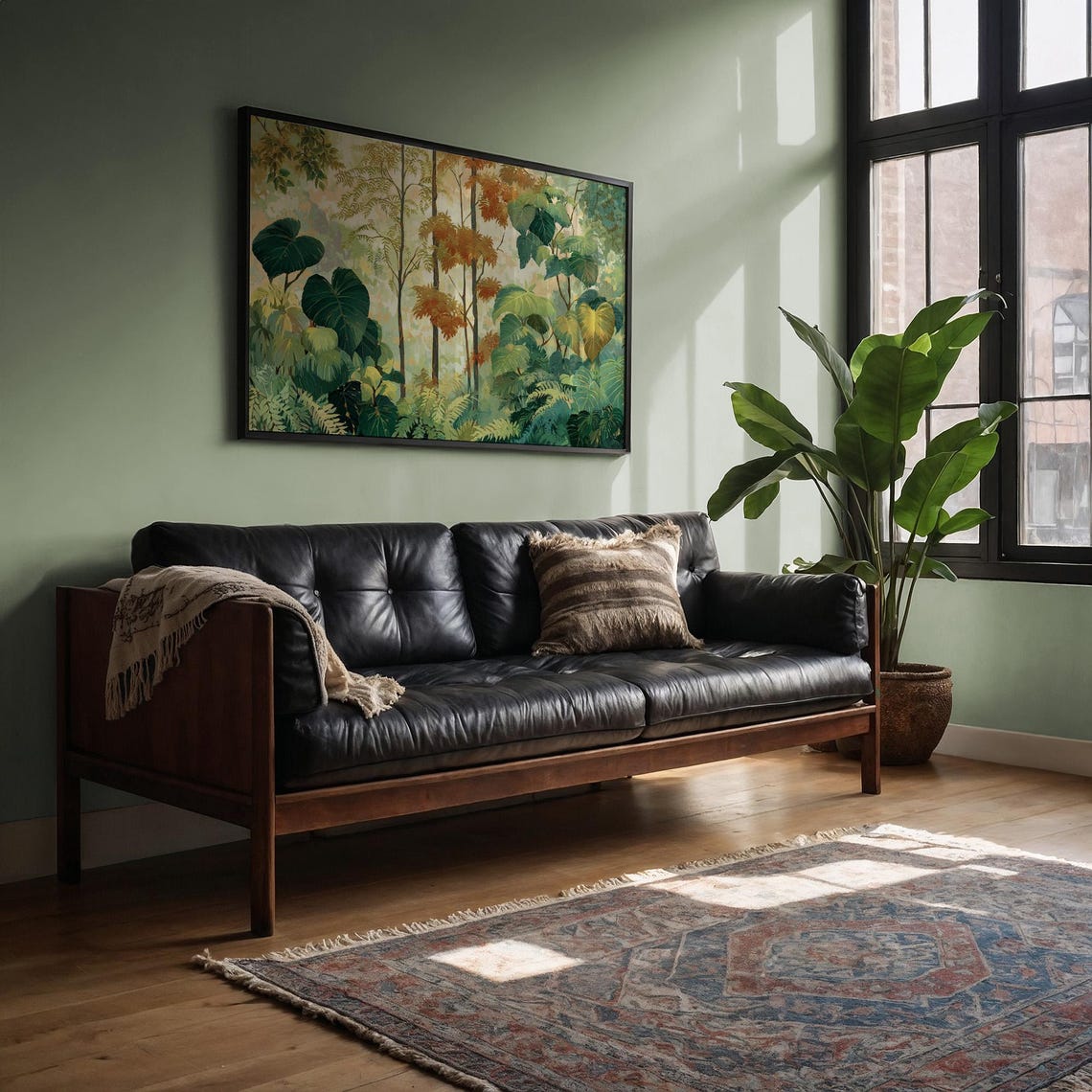 Lush Green Jungle Canopy With Golden Light Botanical Forest Poster