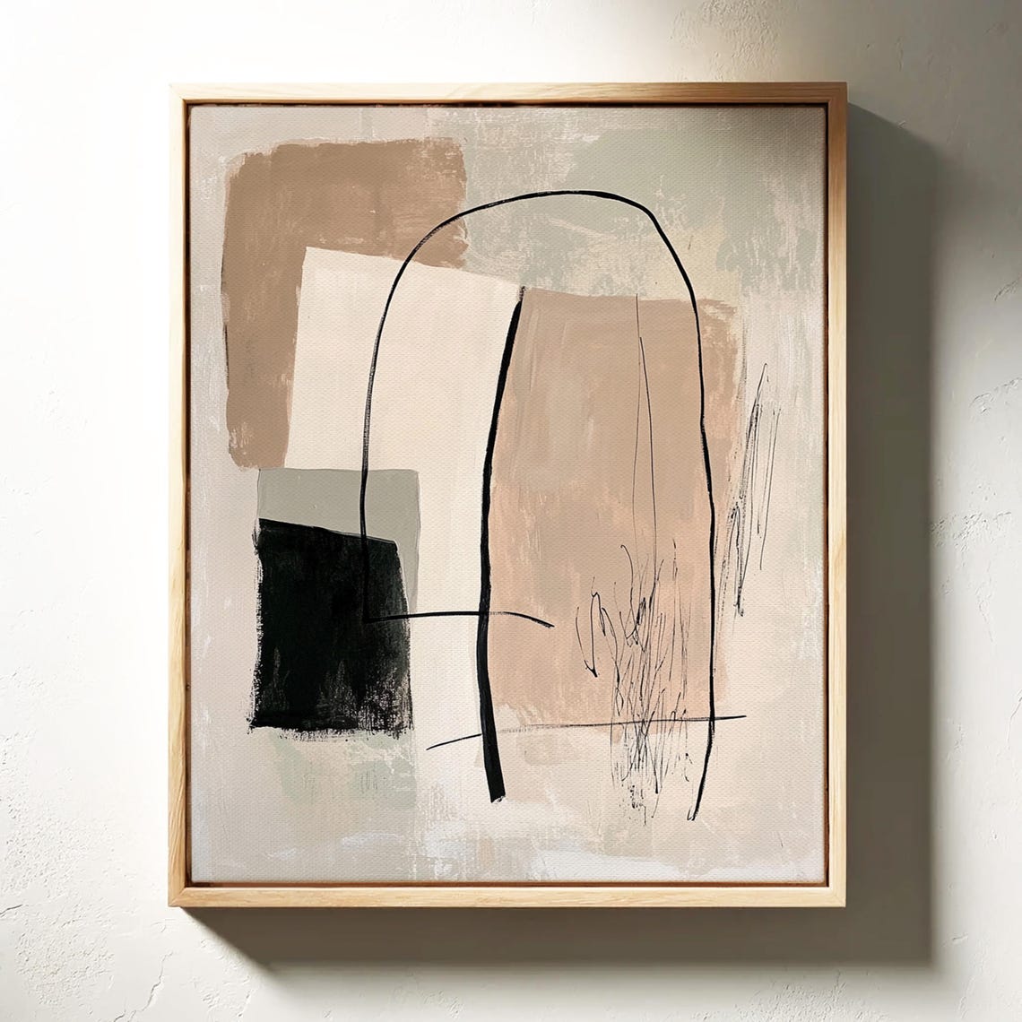 Neutral Minimalist Abstract Art Beige Black Line Modern Decor Poster - Image 4