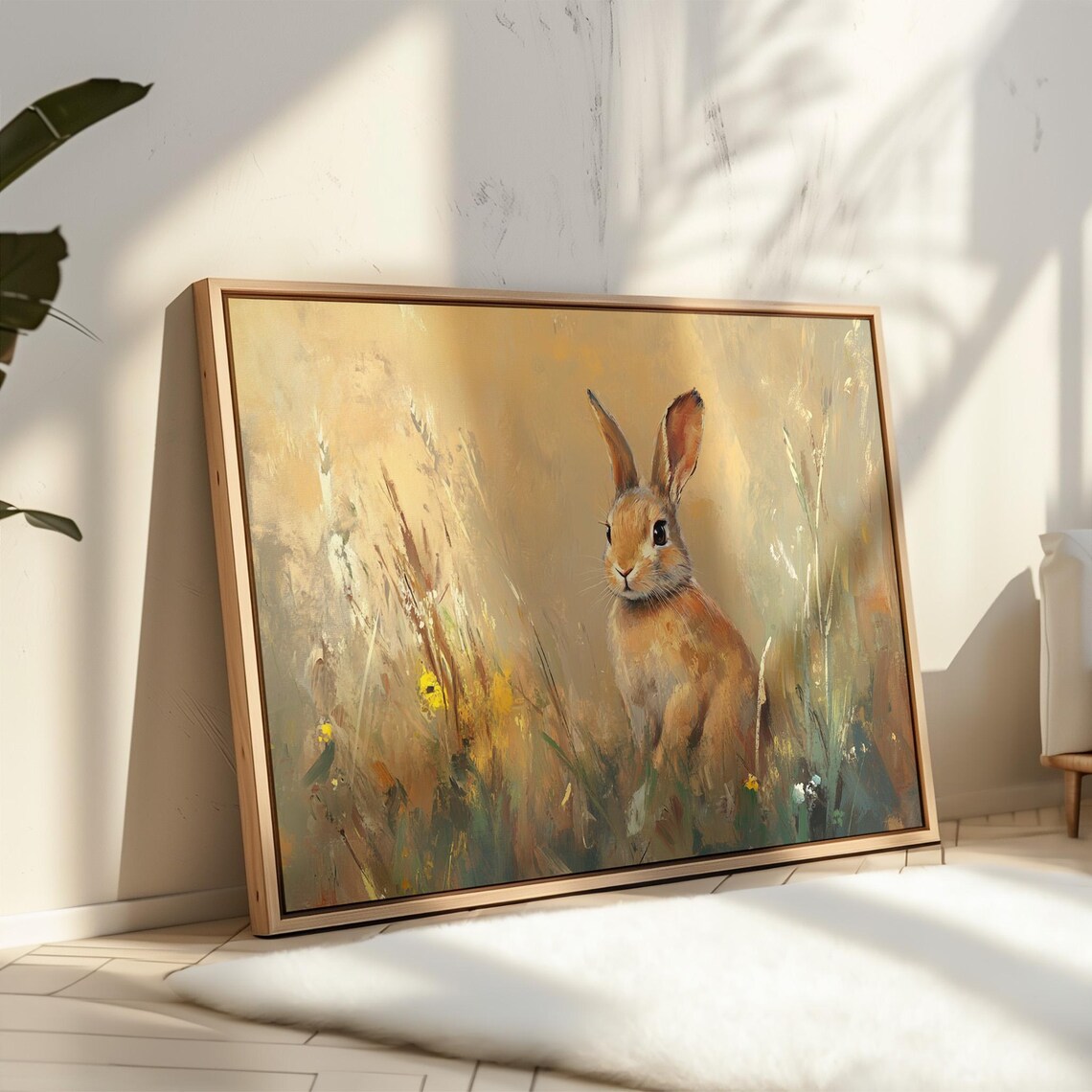 Whimsical Rabbit in Meadow, Rustic Farmhouse Art Print - Image 7