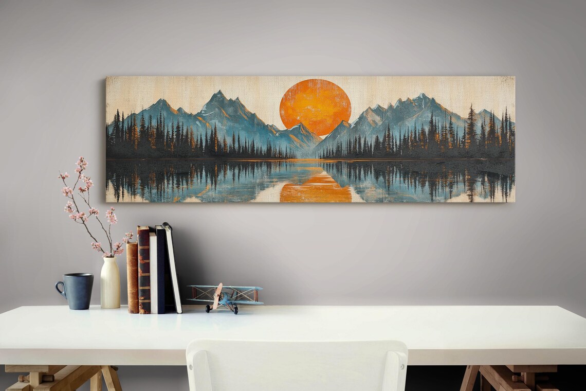 Denali Mountain Sunrise Reflection Art Majestic Denali Mountains Over Serene Lake Sunlit Peaks Modern Rustic Nature Wall Decor - Image 3