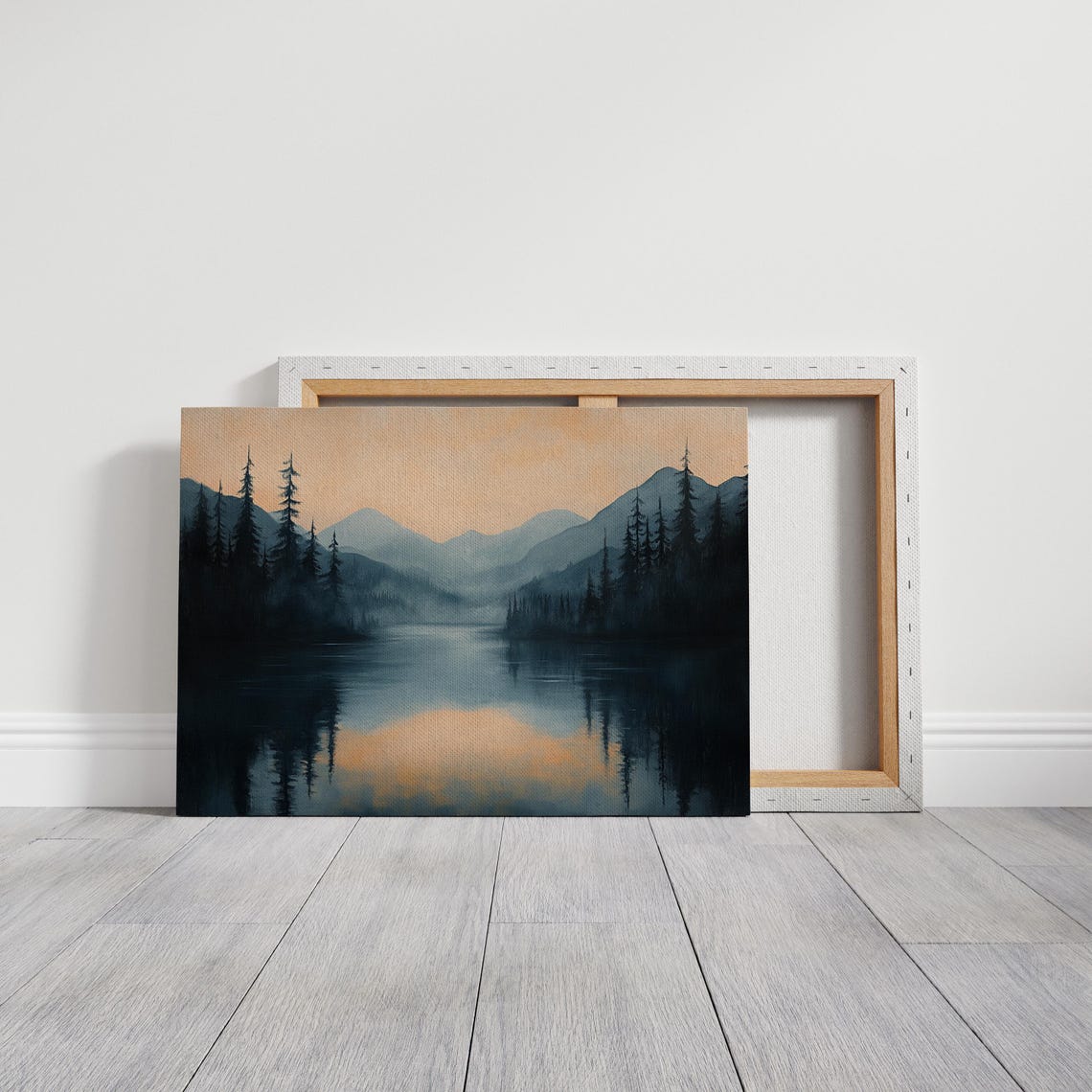 Misty Mountain Lake Dark Pine Forest Sunset Reflection Poster - Image 2