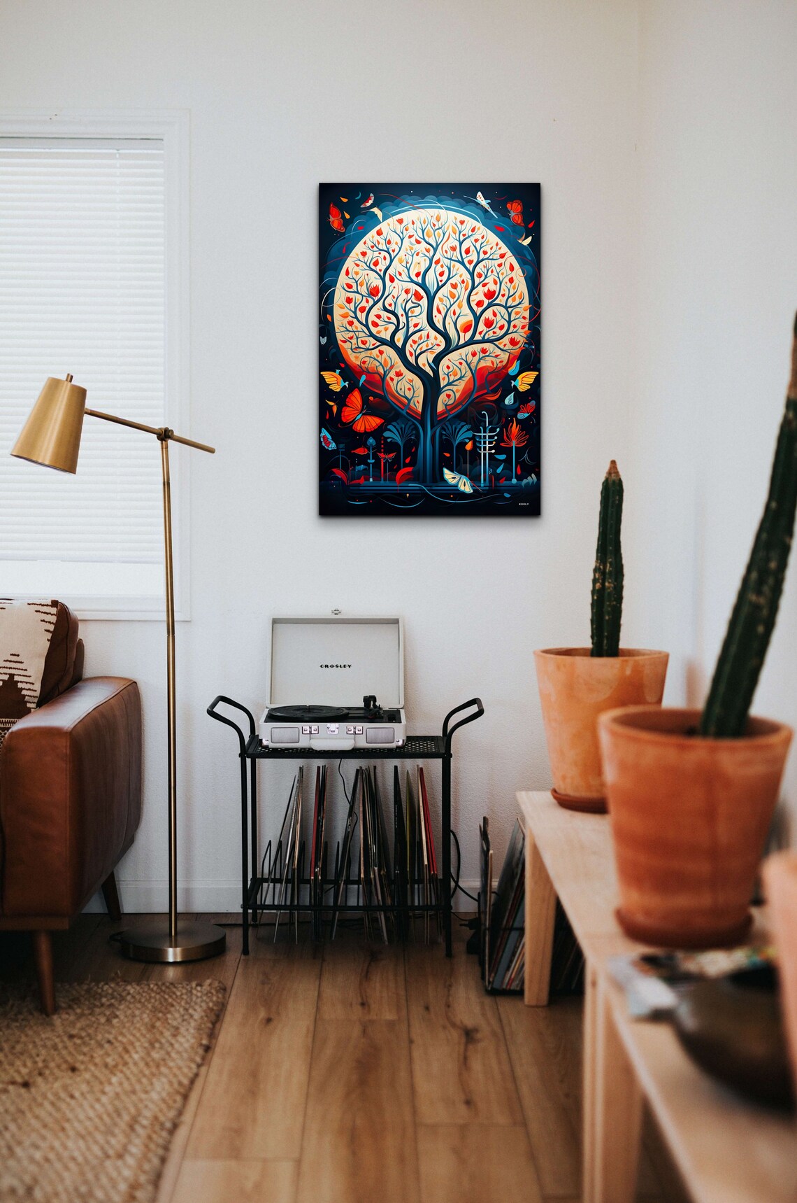 Vibrant Colorful Tree Of Life With Full Moon And Butterflies Poster - Image 3
