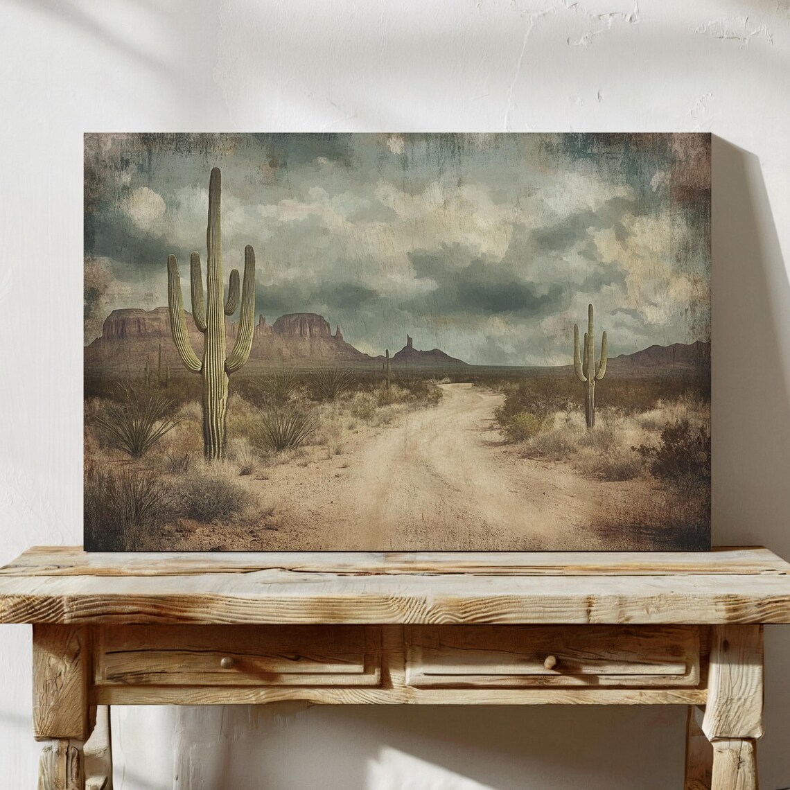 Desert Road With Cactus, Rustic Southwest Landscape - Image 7