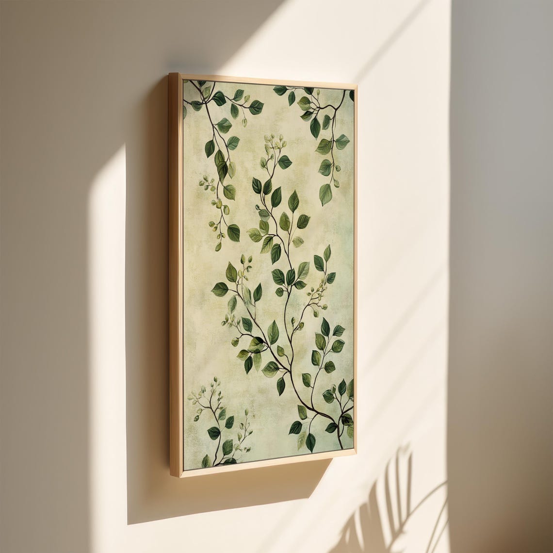 Vertical Climbing Green Vines Botanical Chinoiserie Art Poster - Image 3