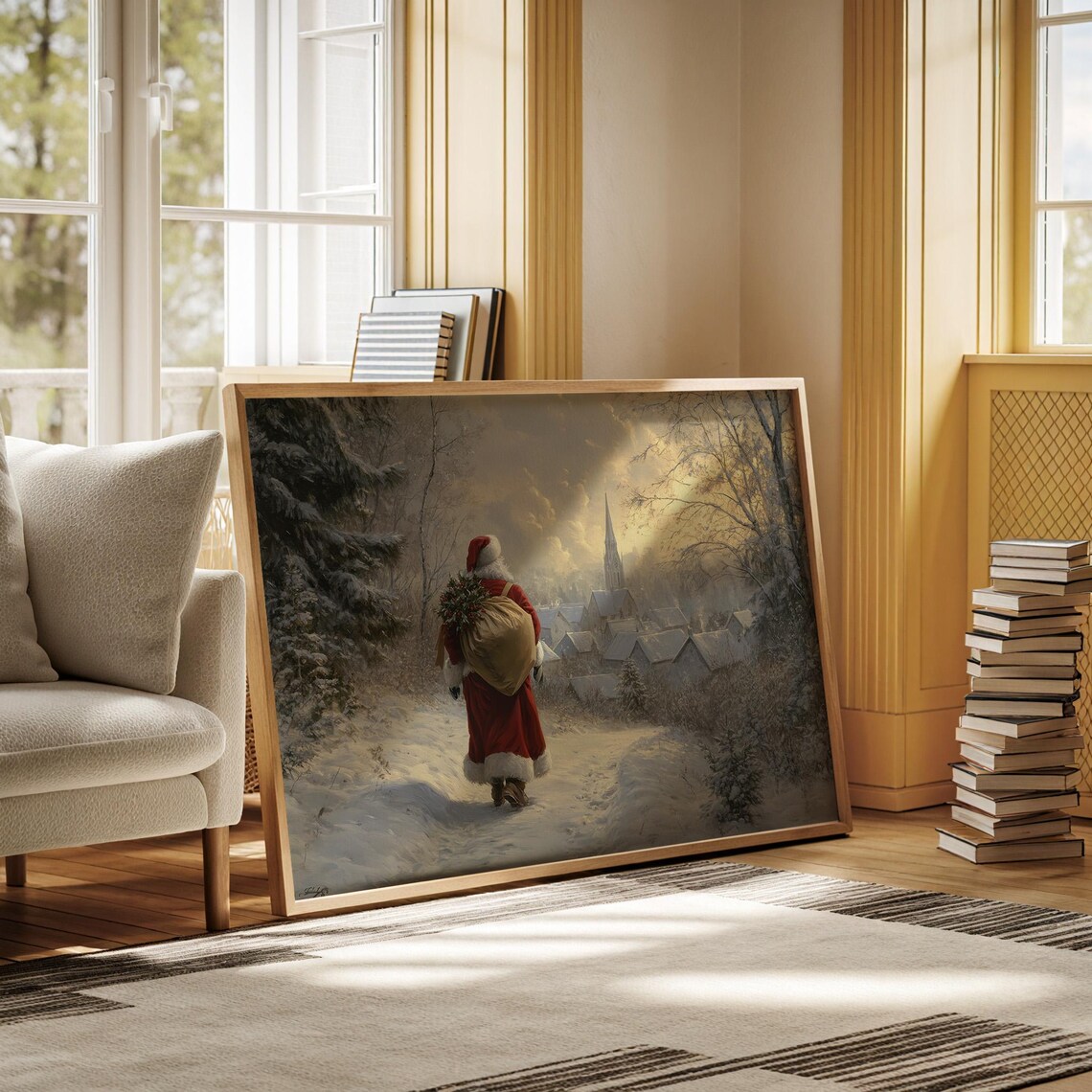 Santa Claus Coming To Deliver Presents, Christmas Art Print - Image 5