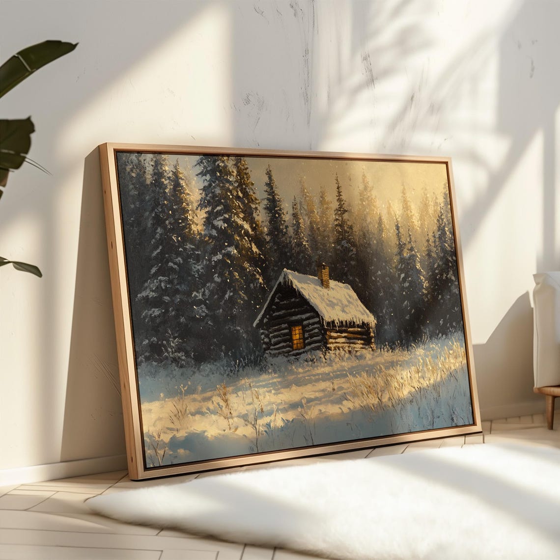 Cozy Cabin In Snow Art Winter Forest Scene Print Rustic Lodge Wall Decor For Cabin Lovers - Image 2